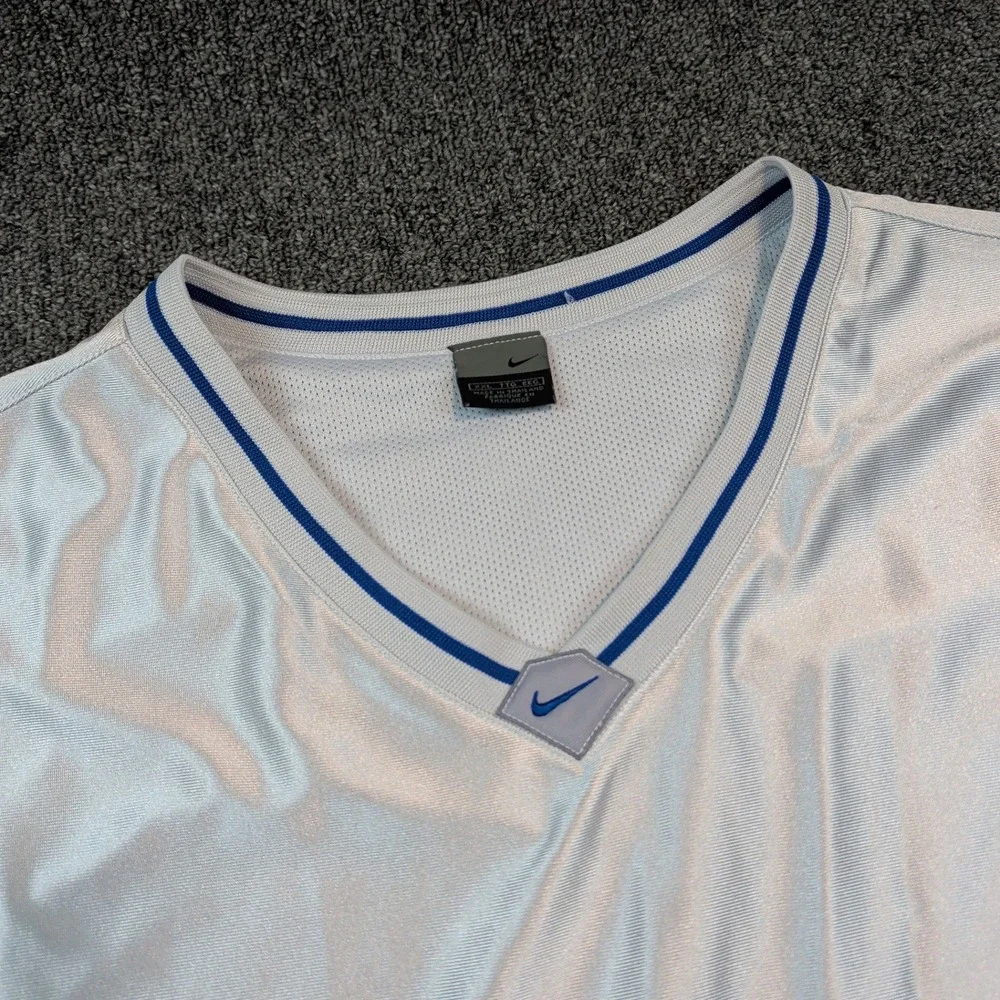 Nike Vintage Y2K Basketball Jersey XXL Silver Blue Streetwear Sporty Mesh Tank